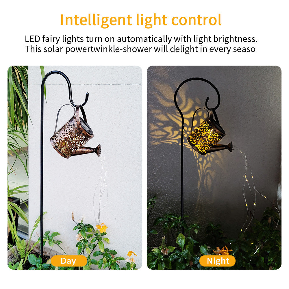 Outdoor Solar Garden Decoration Kettle Light 2 Pack,Warm White 3000K LED Lights, water-proof, Peony Flower