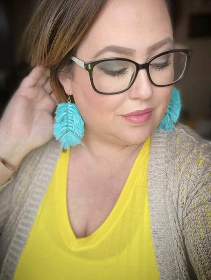 Burnt Orange Macrame Leaf Earrings