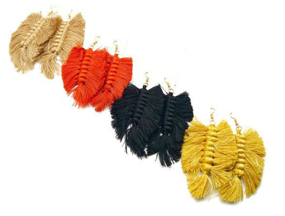 Burnt Orange Macrame Leaf Earrings