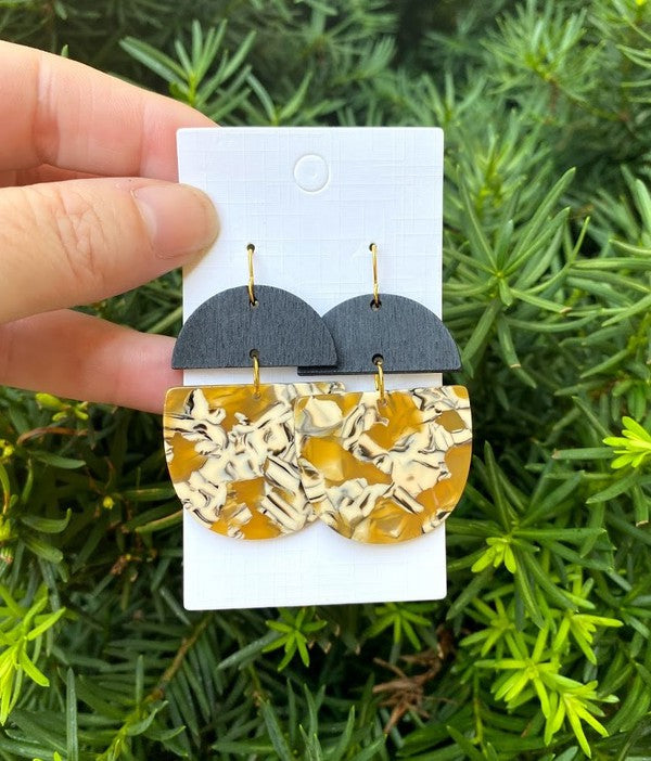 Mustard Acrylic and Wood Deco Drops