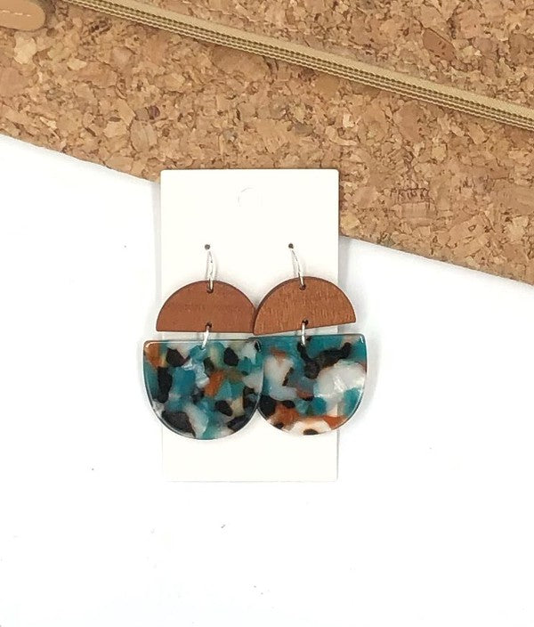 Teal Acrylic and Wood Deco Drops