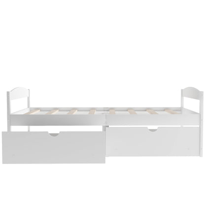 Twin size platform bed, with two drawers, white（New）