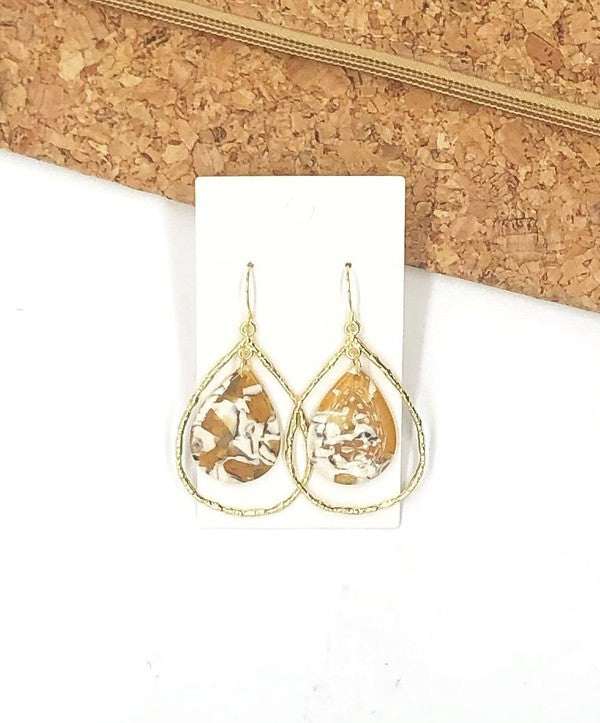 Mustard Acrylic Teardrop Chandelier Earrings