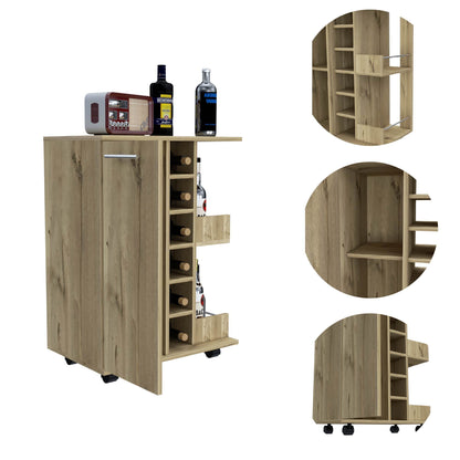 Bartlet 2-Shelf 6-Bottle Bar Cart with Division Light Oak