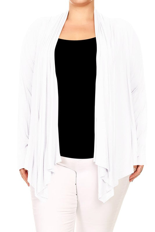 Open front draped Long sleeves cardigan