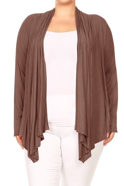 Open front draped Long sleeves cardigan