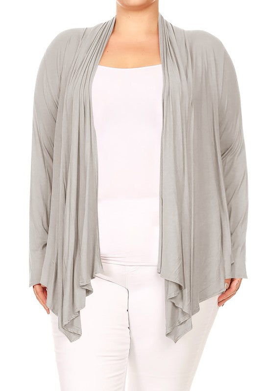 Open front draped Long sleeves cardigan