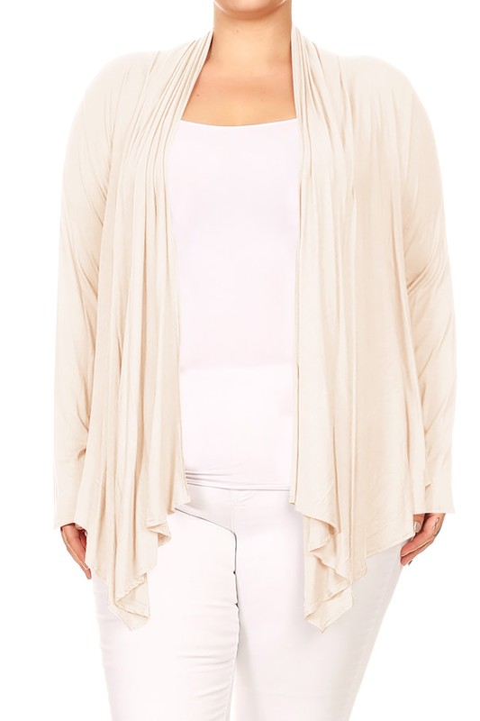 Open front draped Long sleeves cardigan
