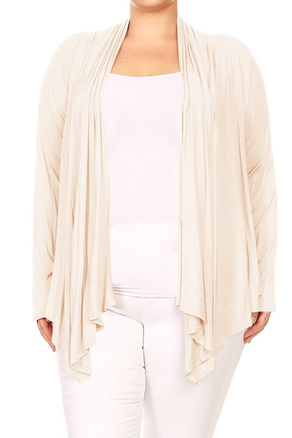 Open front draped Long sleeves cardigan