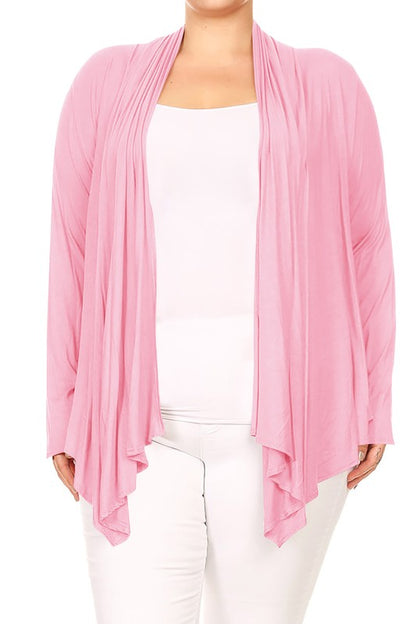 Open front draped Long sleeves cardigan