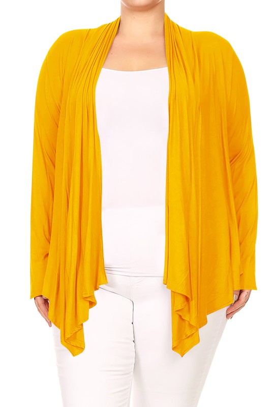 Open front draped Long sleeves cardigan