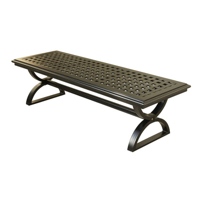 Outdoor Aluminum Dining Bench with Cushion, Espresso Brown/Cast Silver