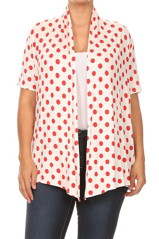 Polka dot Open Front Short sleeve cardigan