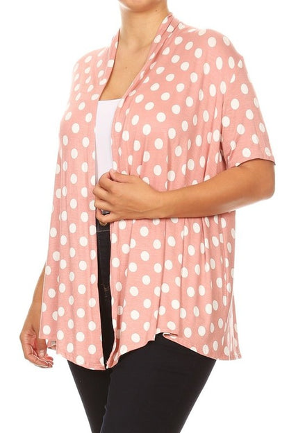 Polka dot Open Front Short sleeve cardigan