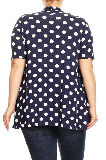 Polka dot Open Front Short sleeve cardigan