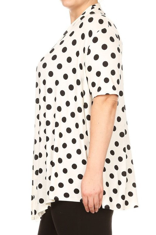 Polka dot Open Front Short sleeve cardigan