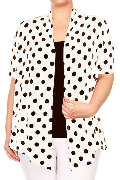 Polka dot Open Front Short sleeve cardigan