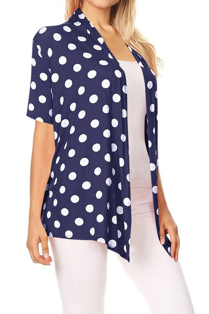 Polka dot print, loose fit cardigan