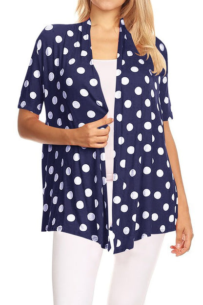 Polka dot print, loose fit cardigan