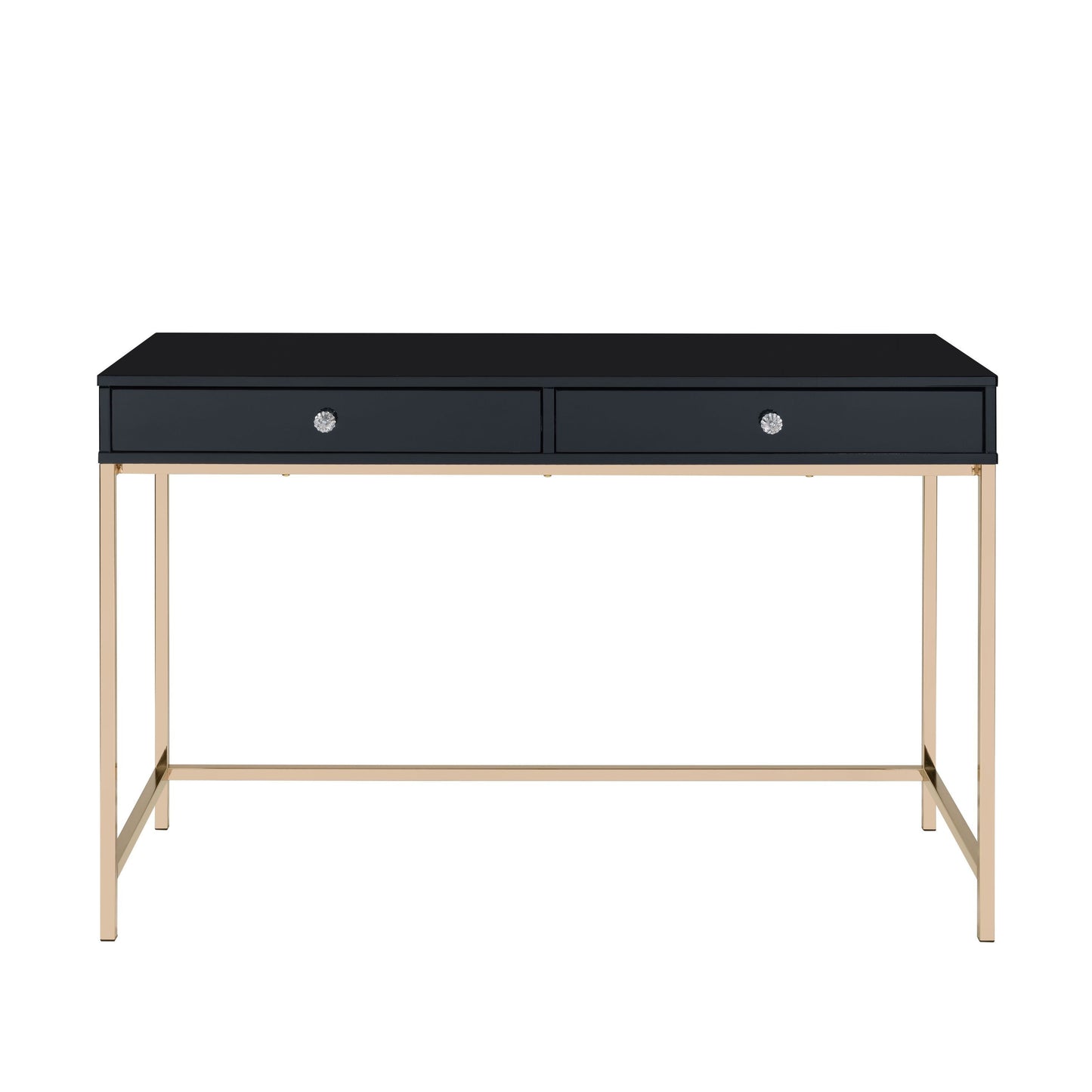 ACME Ottey Writing Desk, Black High Gloss & Gold Finish 93540