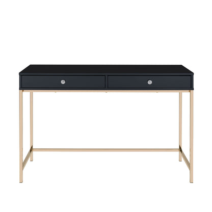 ACME Ottey Writing Desk, Black High Gloss & Gold Finish 93540