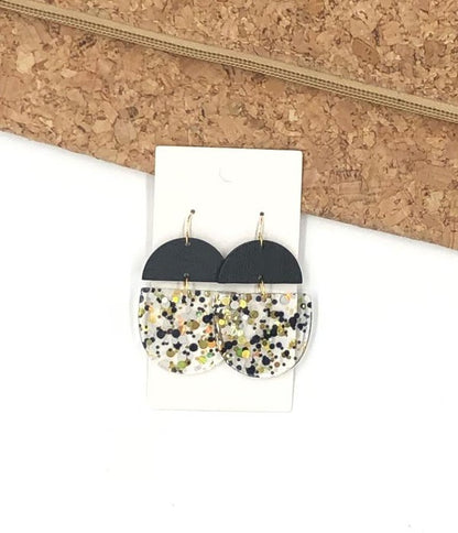 Gold and Black Glitter Acrylic and Wood Deco Drops