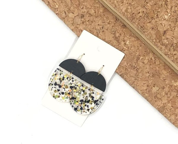 Gold and Black Glitter Acrylic and Wood Deco Drops