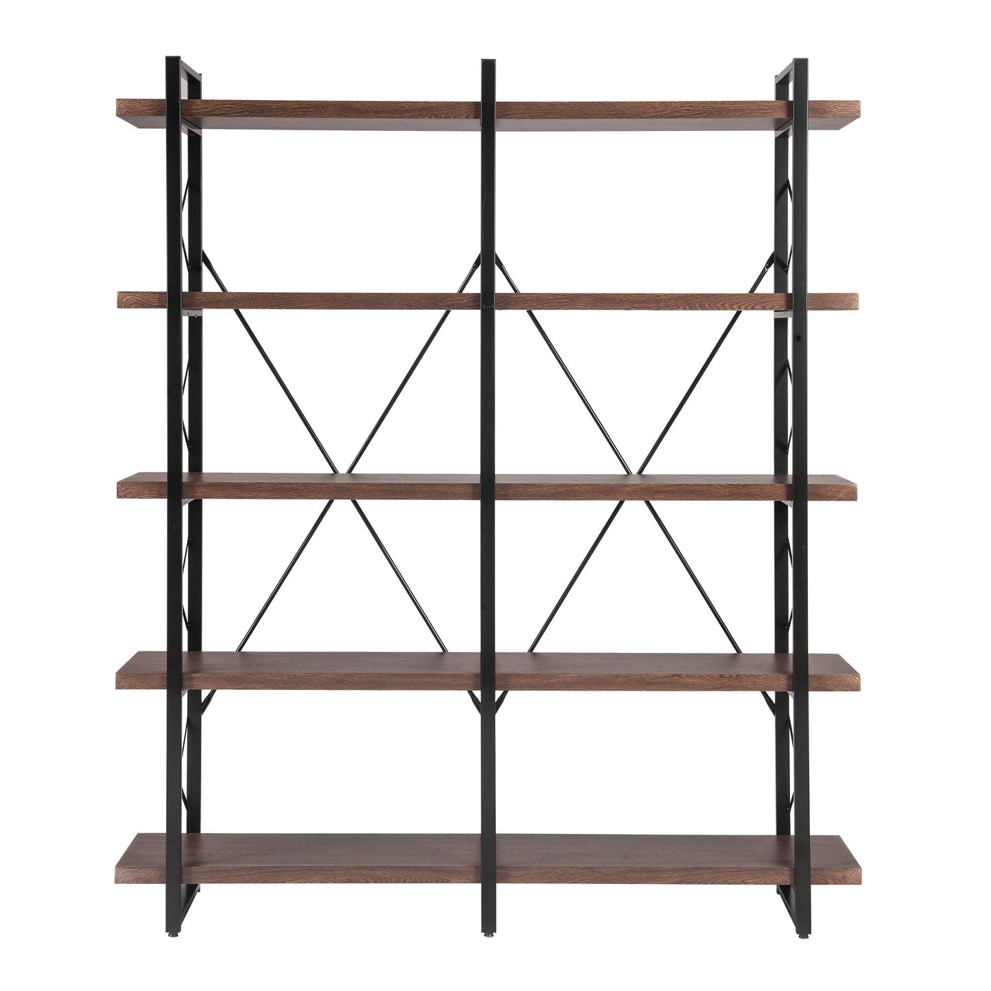 [VIDEO] Home Office 5 Tier Bookshelf, X Design Etageres Storage Shelf, Industrial Bookcase for Office with Metal Frame