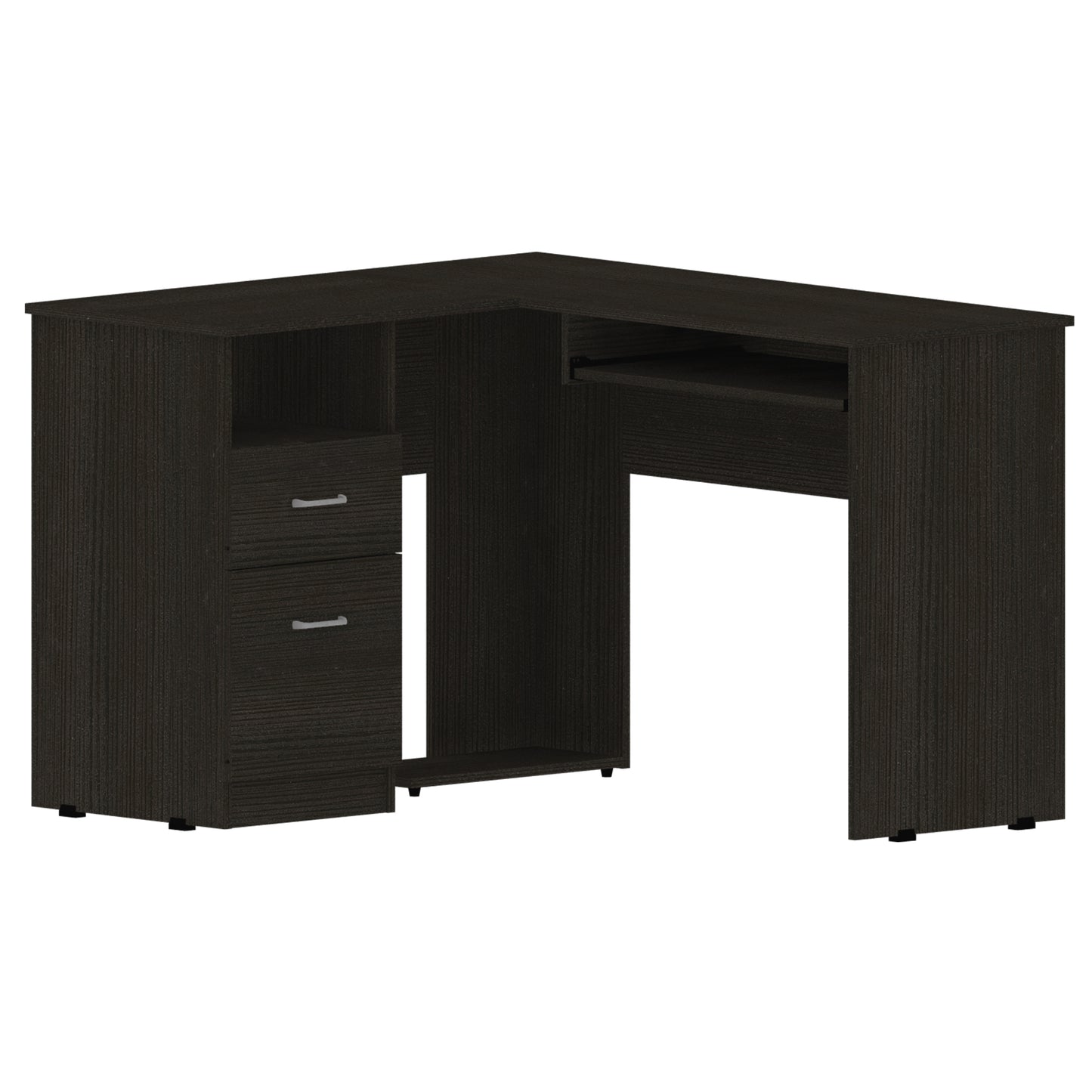 Glendale 2-Drawer 1-Shelf L-Shaped Computer Desk Black Wengue