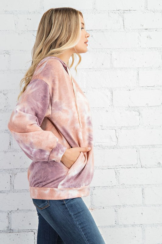 BRUSHED TERRY TIE DYE PRINT ZIP UP JACKET