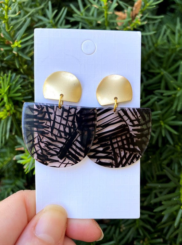 Black Palm Acrylic Post Earrings