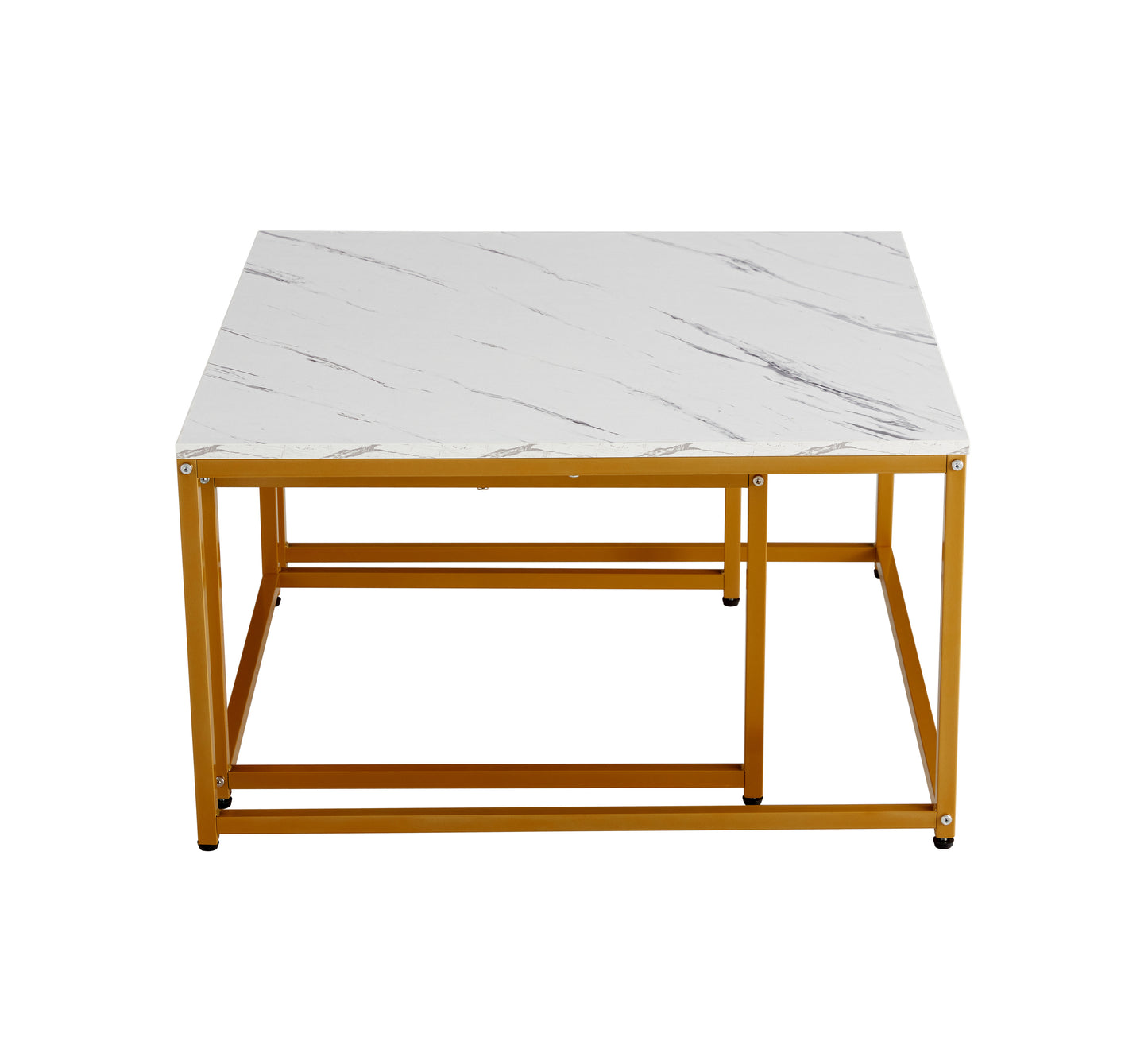 Modern Nesting Coffee  Tables Set, Marble white, 2pc, 31.5''L 31.5''W 17.72''H