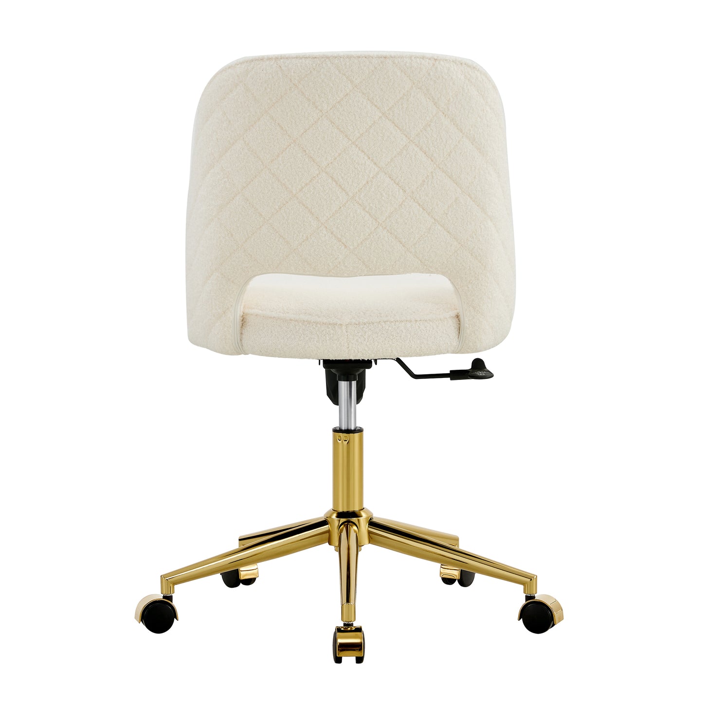 Modern Home Teddy Velvet Office Chairs, Adjustable 360 °Swivel Chair Engineering Plastic Armless Swivel Computer Chair With Wheels for Living Room, Bed Room Office Hotel Dining Room.White.