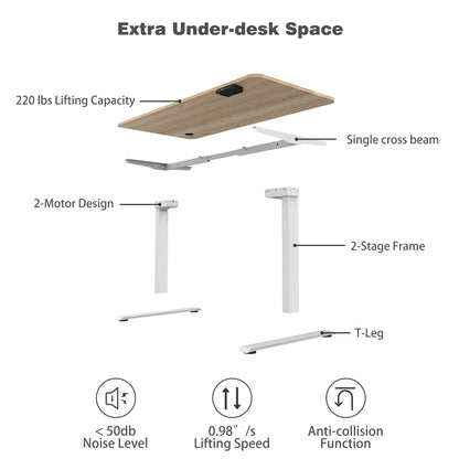 Ergonomic Standing Desk Base Workstation Frame Only，White