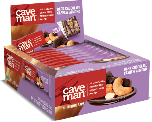 Dark Chocolate Cashew Almond Nutrition Bars by Caveman Foods