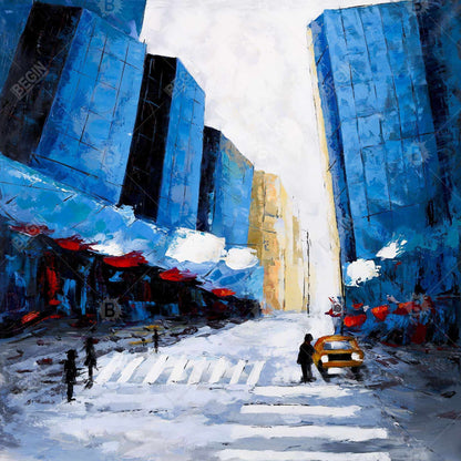 Blue buildings - 08x08 Print on canvas