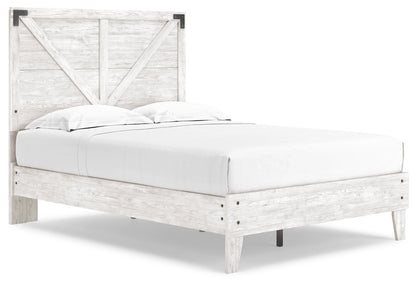 Ashley Shawburn White/Gray Casual Full Crossbuck Panel Platform Bed EB4121B2