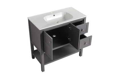 Bathroom Vanity With Soft Close Drawers and Gel Basin,36x18