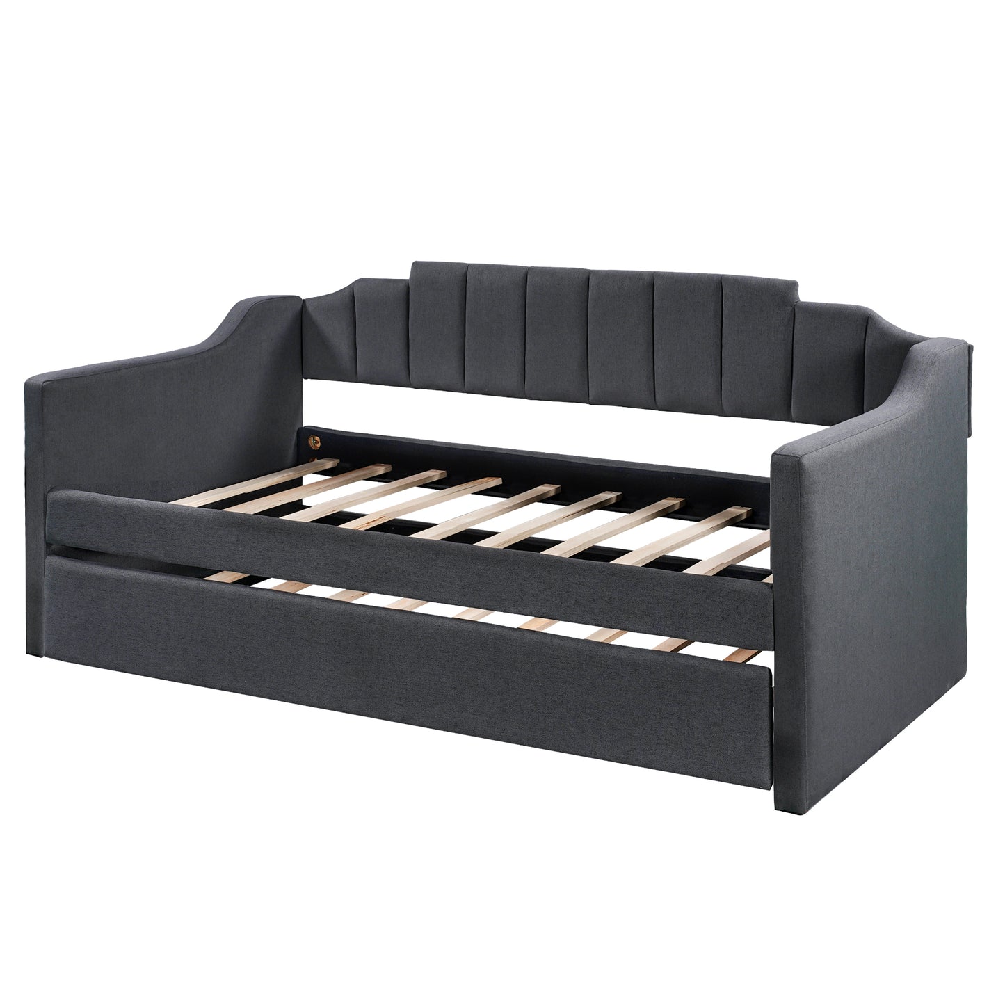 Upholstered Twin Daybed with Trundle,Black