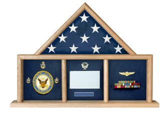 Flag and Medal Display Case, Shadow Box, Combination Flag/Medal by The Military Gift Store