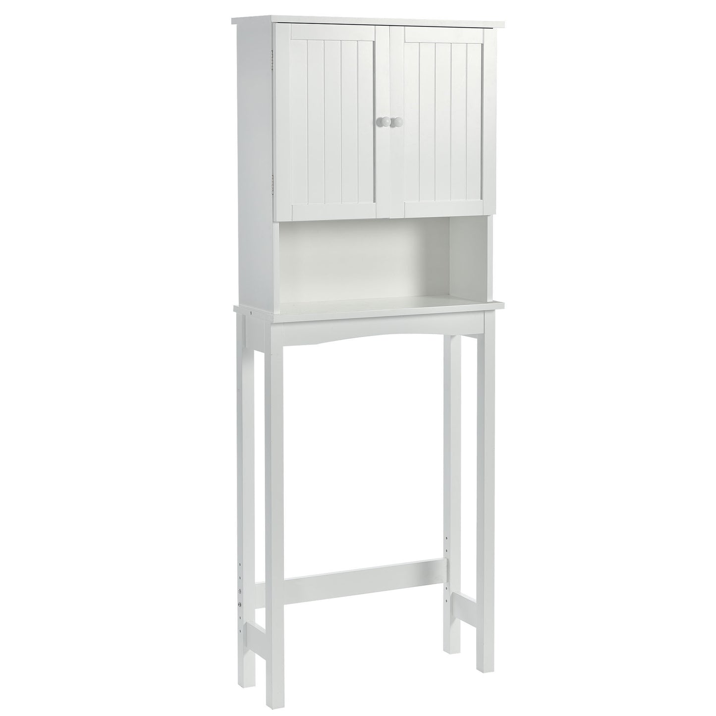 Over-The-Toilet Bathroom Cabinet with Shelf and Two Doors Space-Saving Storage, Easy to Assemble, White