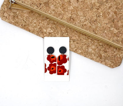 Red Floral Harlow Acrylic Earrings