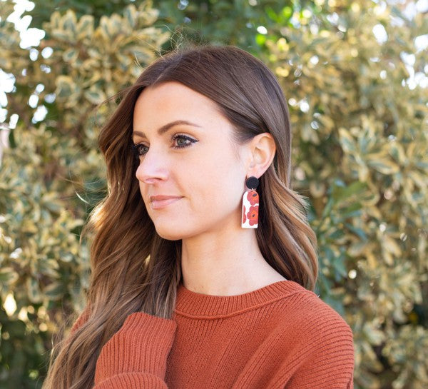 Red Floral Harlow Acrylic Earrings