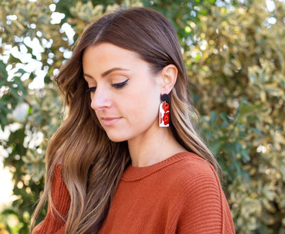 Red Floral Harlow Acrylic Earrings