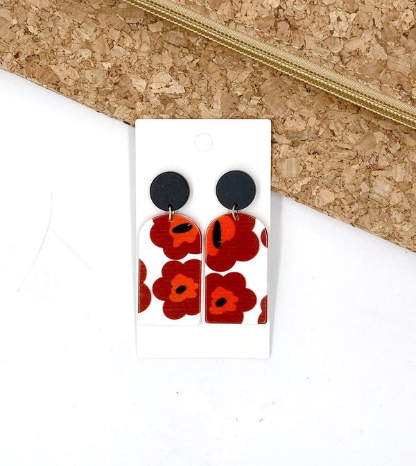 Red Floral Harlow Acrylic Earrings