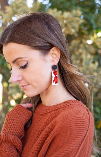 Red Floral Harlow Acrylic Earrings