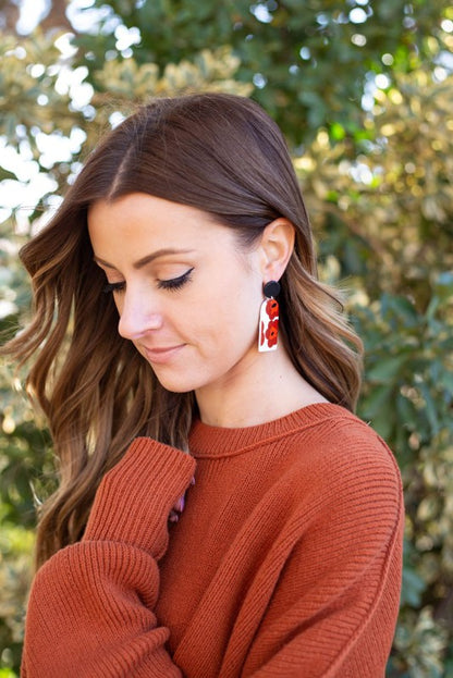 Red Floral Harlow Acrylic Earrings