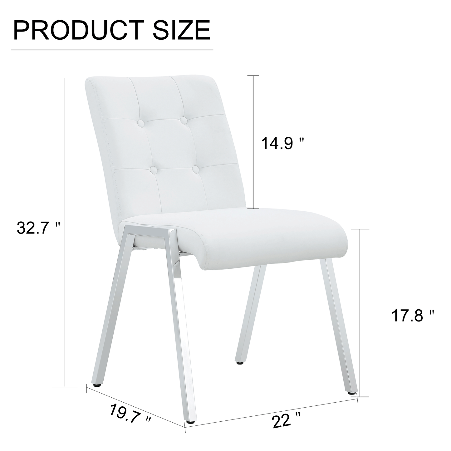 Grid shaped armless high back dining chair,2-piece set, office chair. Applicable to dining room, living room, kitchen and office.White  Chair and Electroplated metal leg