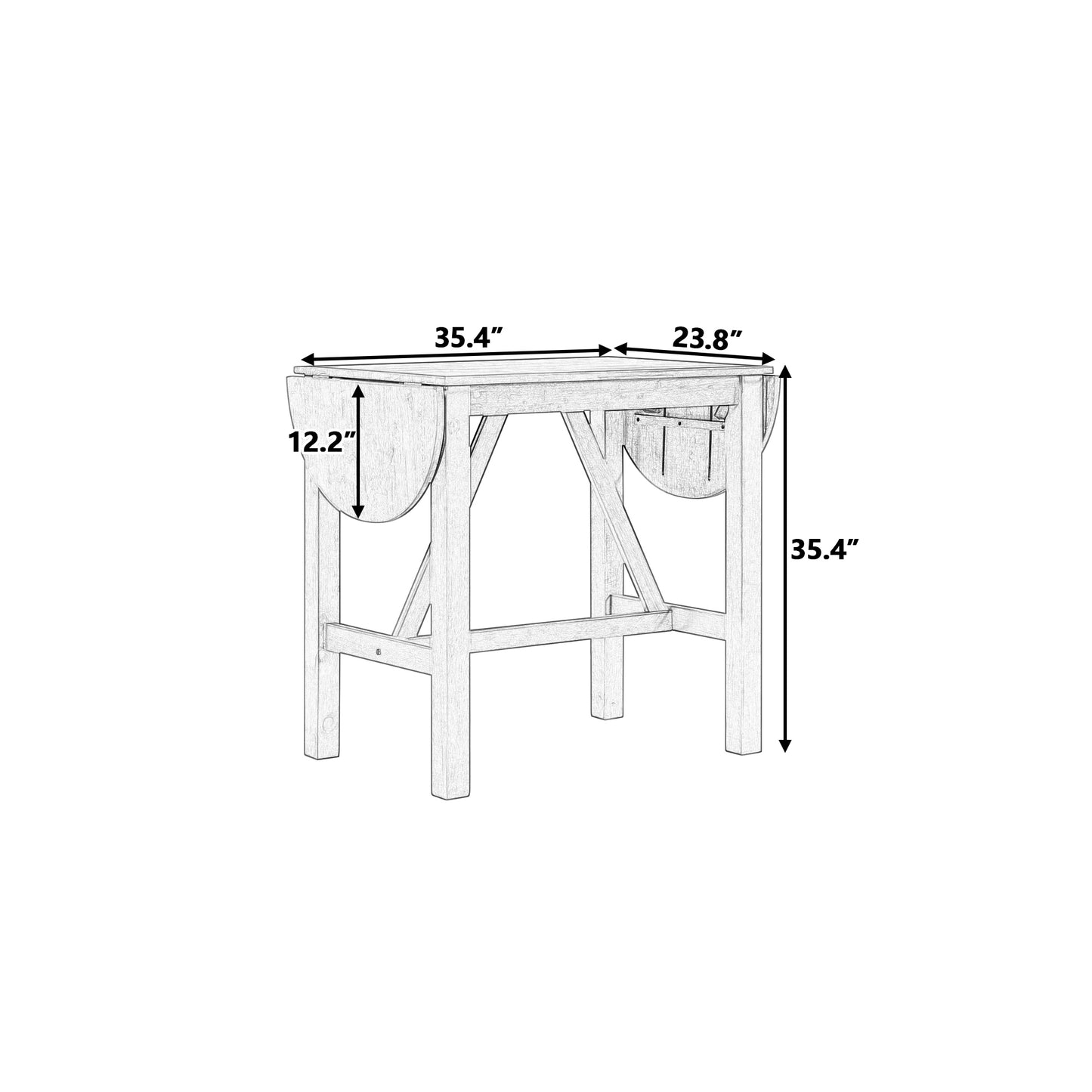 TOPMAX Wood Drop Leaf Counter Height Dining Table for Small Place, White