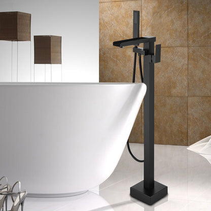 1-Handle Freestanding Bathtub Faucet with Hand Shower, Matte Black